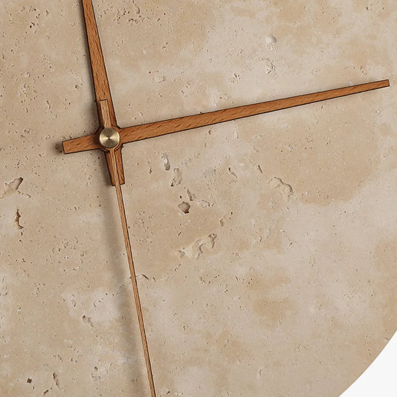 Travira Stone Wall Clock – Modern Travertine Minimalist Silent Decorative Clock