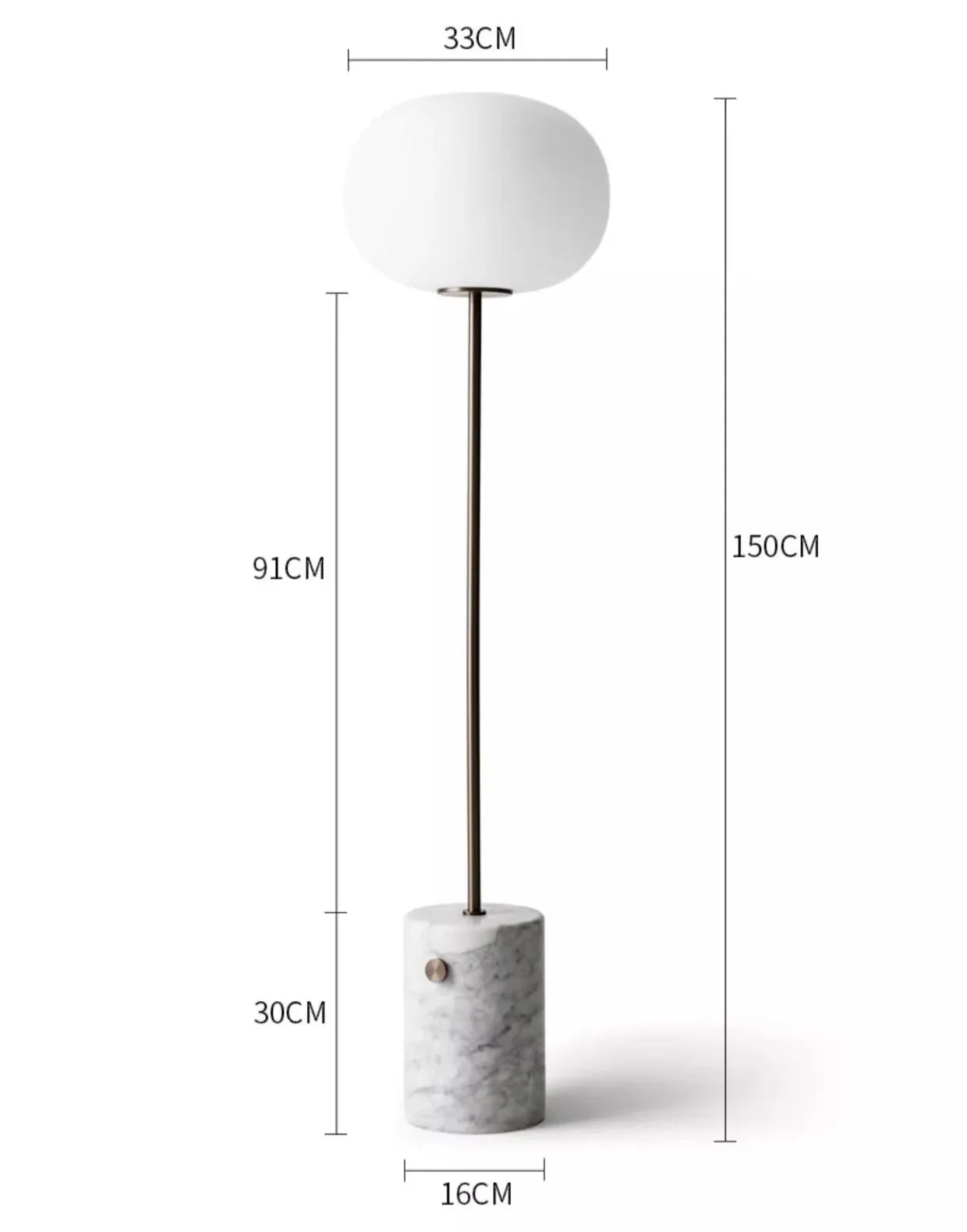 Lumina Stone Floor Lamp – Floor Living Room Lamps Modern Glass Shade Marble Base Bedroom Decorative Lighting