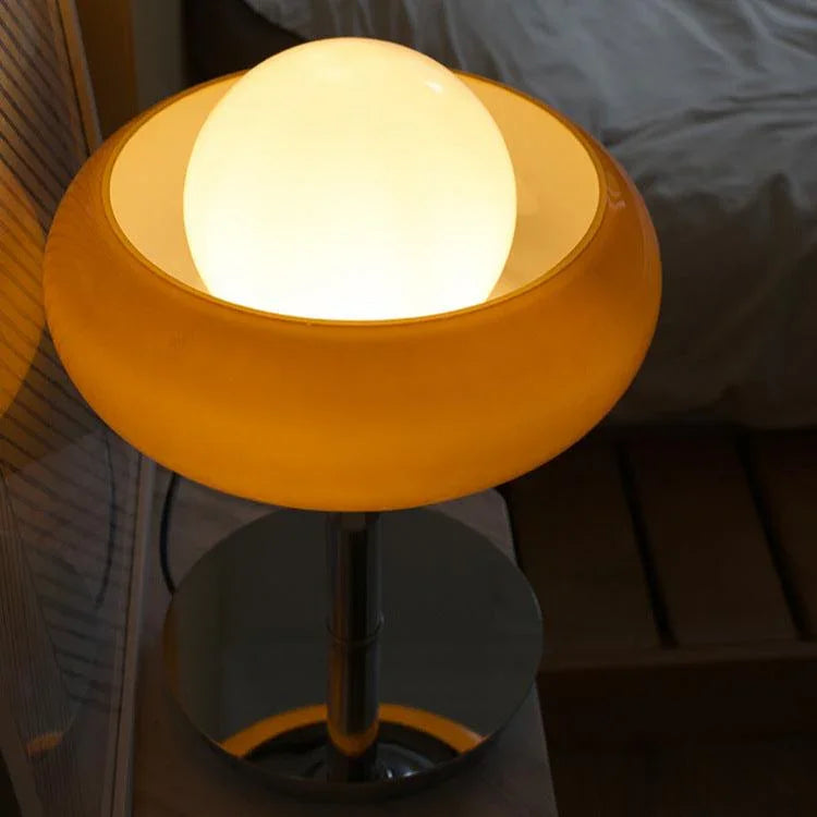 Solvra Orb Table Lamp – Modern Amber Glass Mushroom Bedside Accent LED Desk Lighting