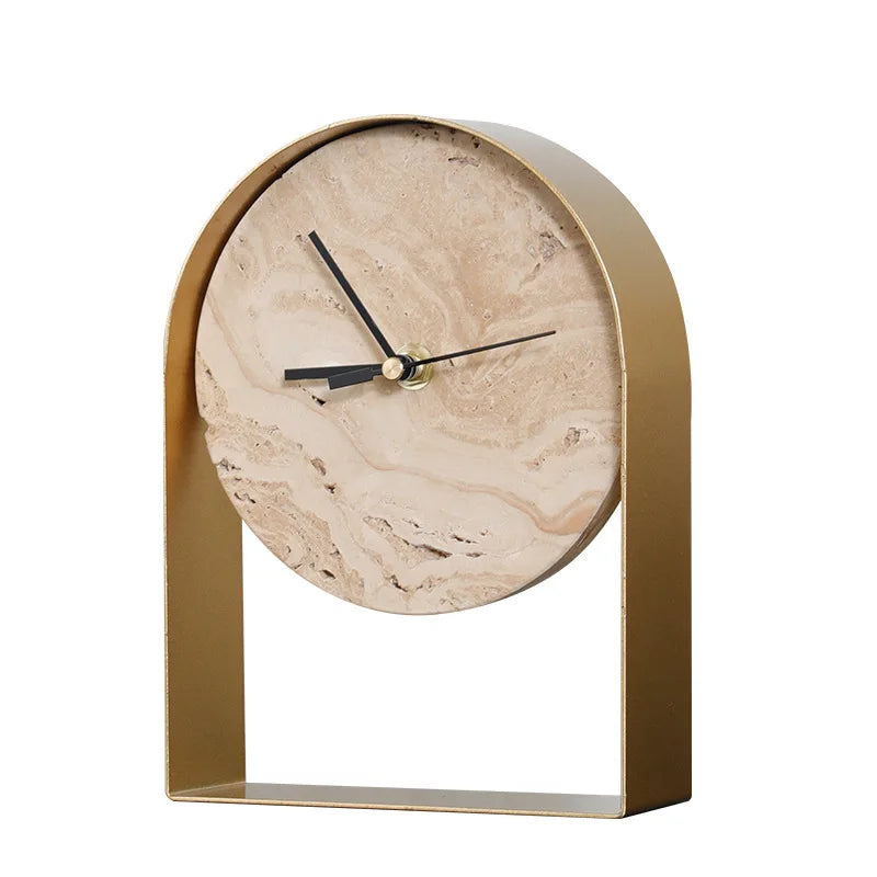 Archon Desk Clock – Modern Decorative Table Clock Concrete Black Metal Frame Silent Quartz Mantel Shelf