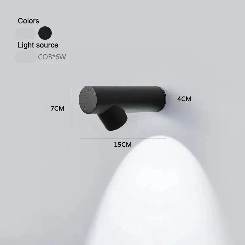 Vexaro Cylinder Wall Sconce – LED Spotlight Modern Black Adjustable Decorative Lighting Bedroom