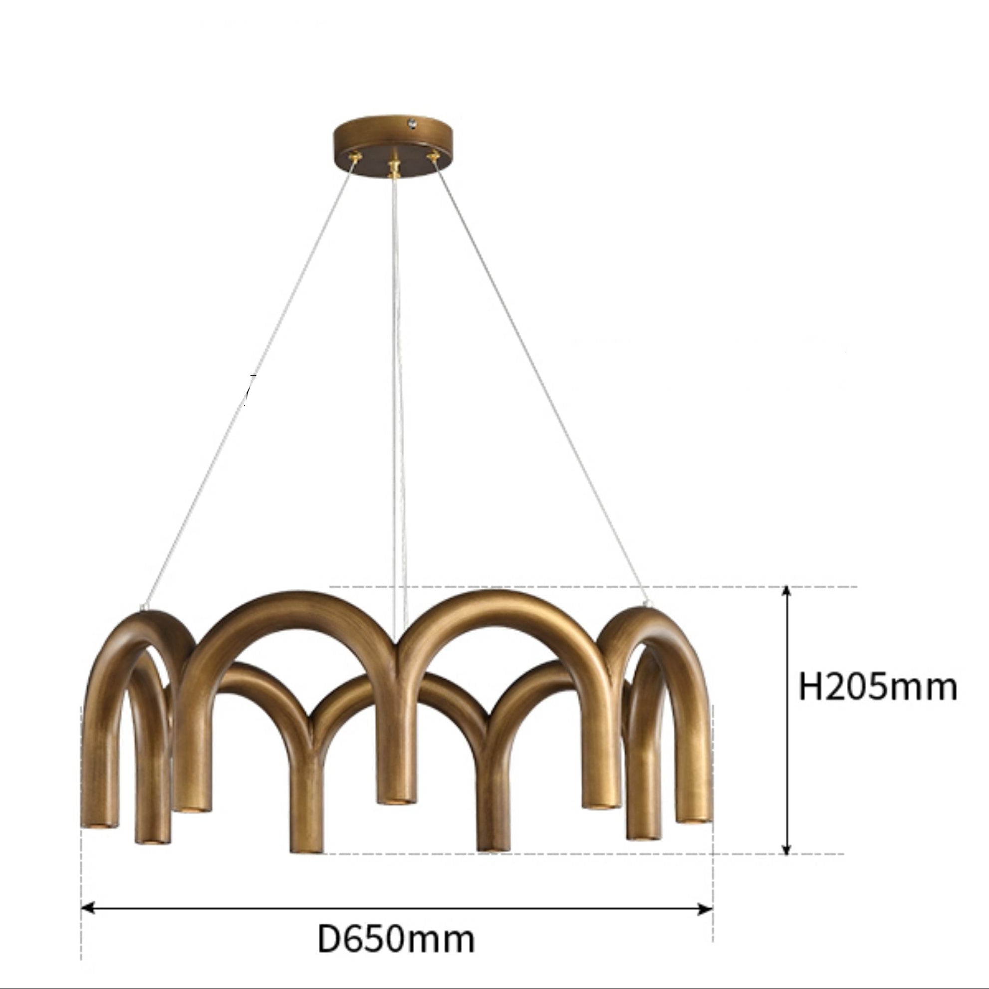 Arcova Arch Chandelier – Modern Gold Pendant Light Dining Room Kitchen Island Ceiling Fixture Brass