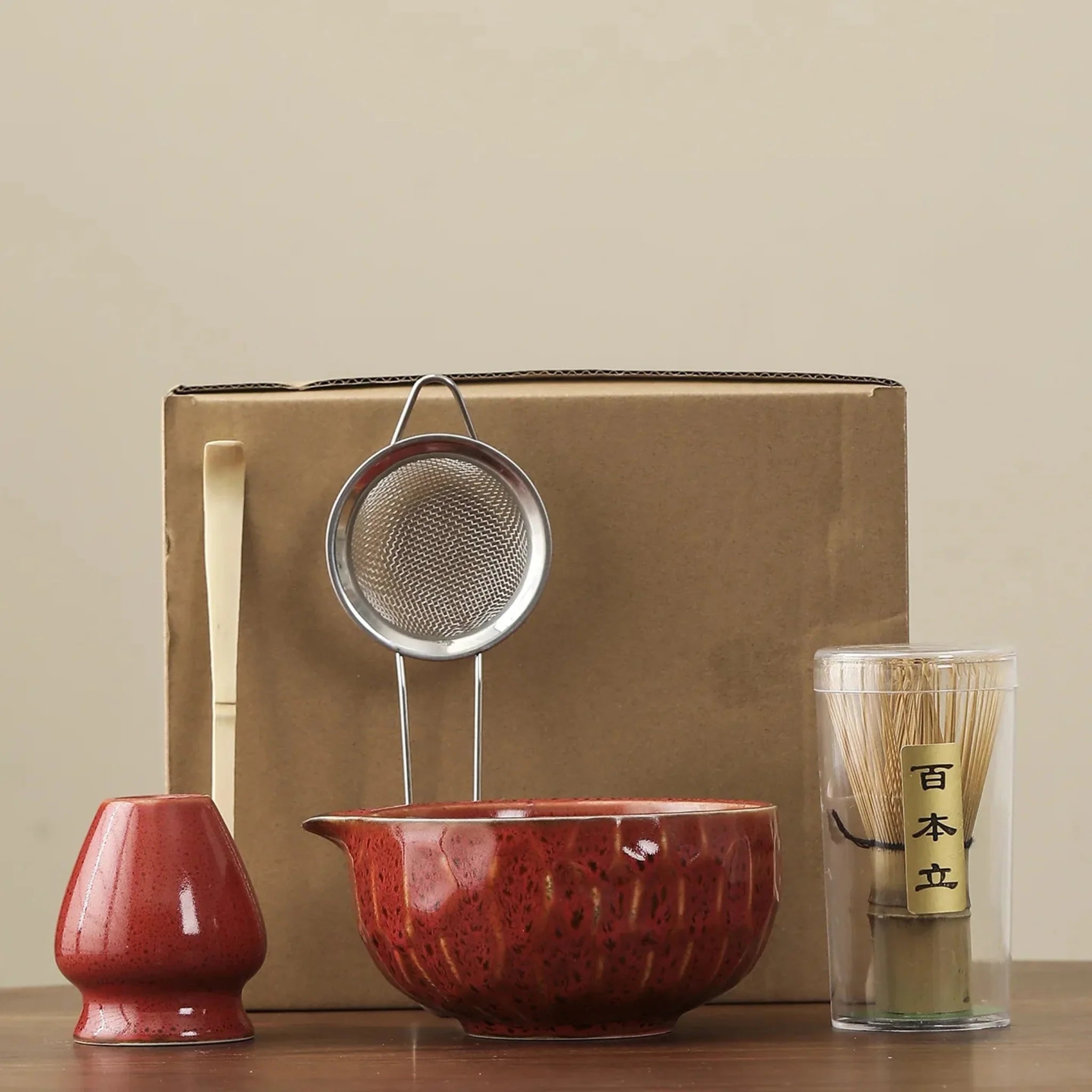 HanaKō Matcha Ceremony Set – Japanese Tea Ceremony Kit Bamboo Whisk Bowl Strainer Scoop 5-Piece Gift