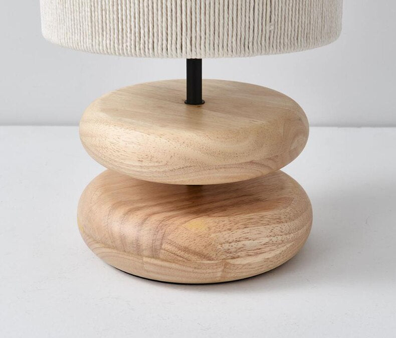 Eleton Table Lamp – Modern Wooden Base Fabric Shade Living Room Bedroom Decorative Lighting