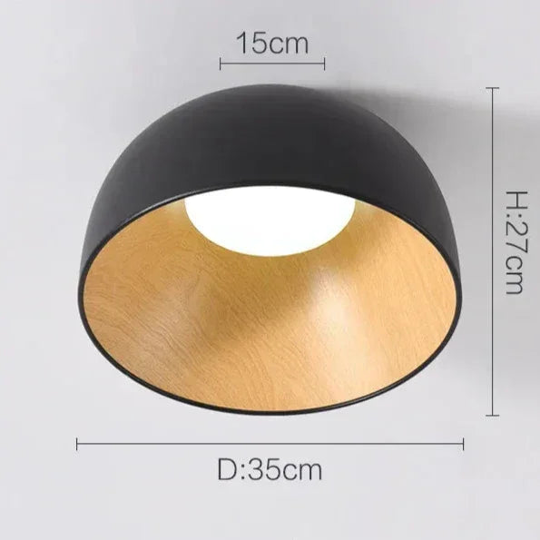 Timbrel Flush Mount Ceiling Light – Modern Black Wood Grain LED Round Living Room Bedroom Decorative Lighting