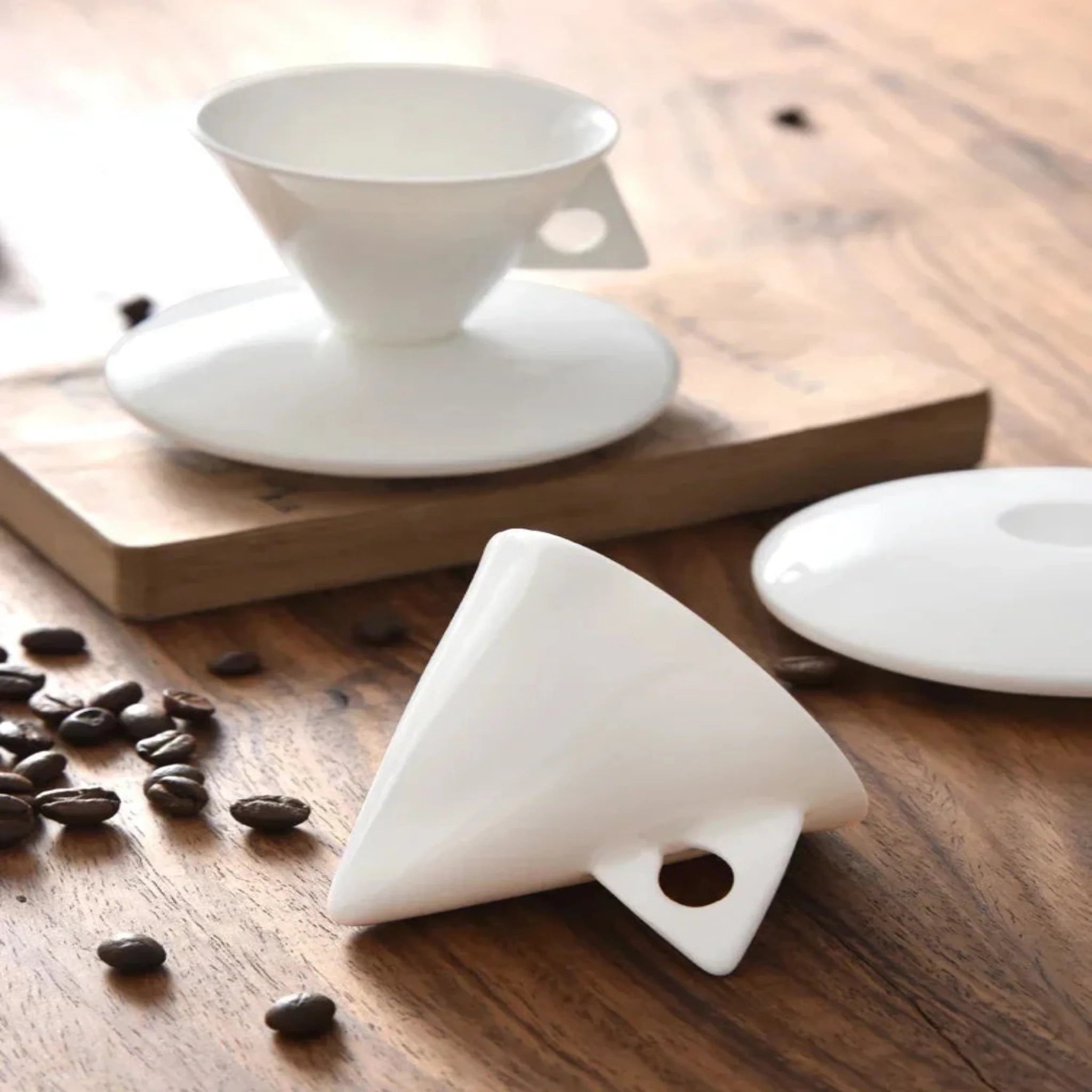 Celeste Espresso Cup Set – Modern White Porcelain Coffee Cups Saucers Spoons Kitchen Dining Tableware