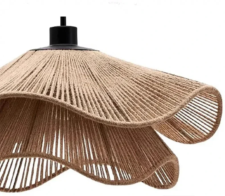 Fleuris Wave Pendant Light – Natural Rope Woven Bohemian Decorative Lighting Ceiling Dining Room Kitchen