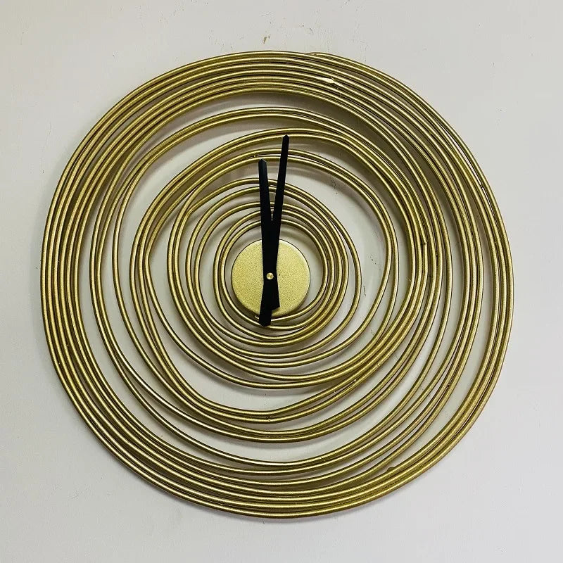Orbix Spiral Wall Clock – Mid Century Modern Gold Metal Large Decorative Living Room Bedroom