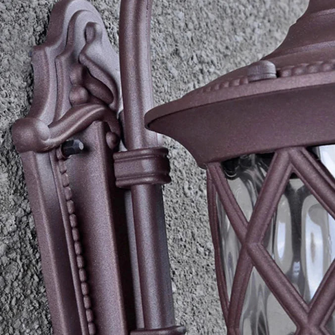 Trellis Scroll Wall Lantern – Outdoor Wall Sconce Decorative Lighting Bronze Lattice Patio Entryway