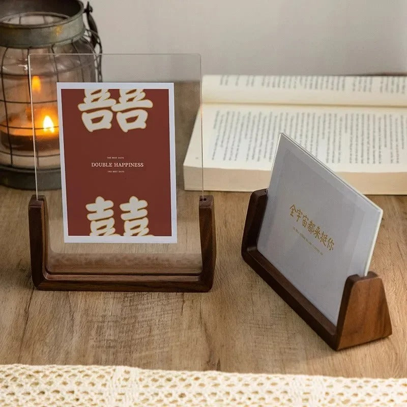 Acrevo Desktop Photo Frame – Acrylic Picture Display Beech Wood Base Decorative Home Office