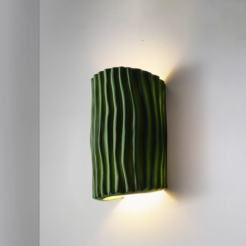 Textured Ceramic Wall Sconce Light – Modern Ripple Design LED Fixture