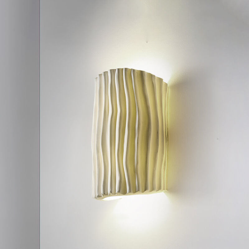 Textured Ceramic Wall Sconce Light – Modern Ripple Design LED Fixture
