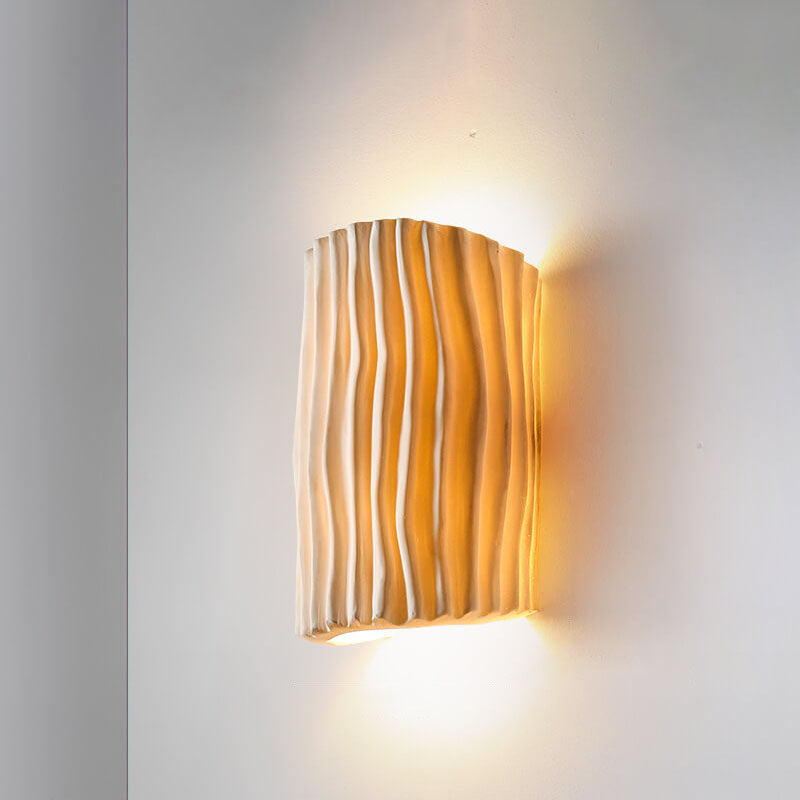 Textured Ceramic Wall Sconce Light – Modern Ripple Design LED Fixture