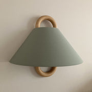 Nordic Loop Wall Lamp – Modern Wood Frame LED Fixture with Fabric Shade