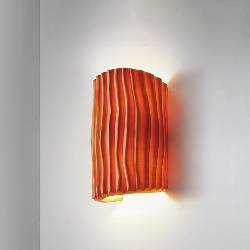 Textured Ceramic Wall Sconce Light – Modern Ripple Design LED Fixture