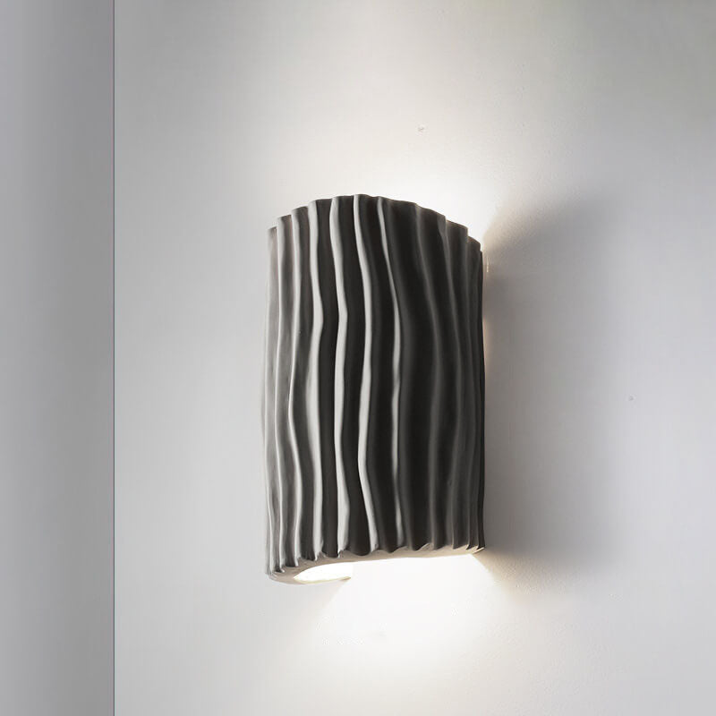 Textured Ceramic Wall Sconce Light – Modern Ripple Design LED Fixture