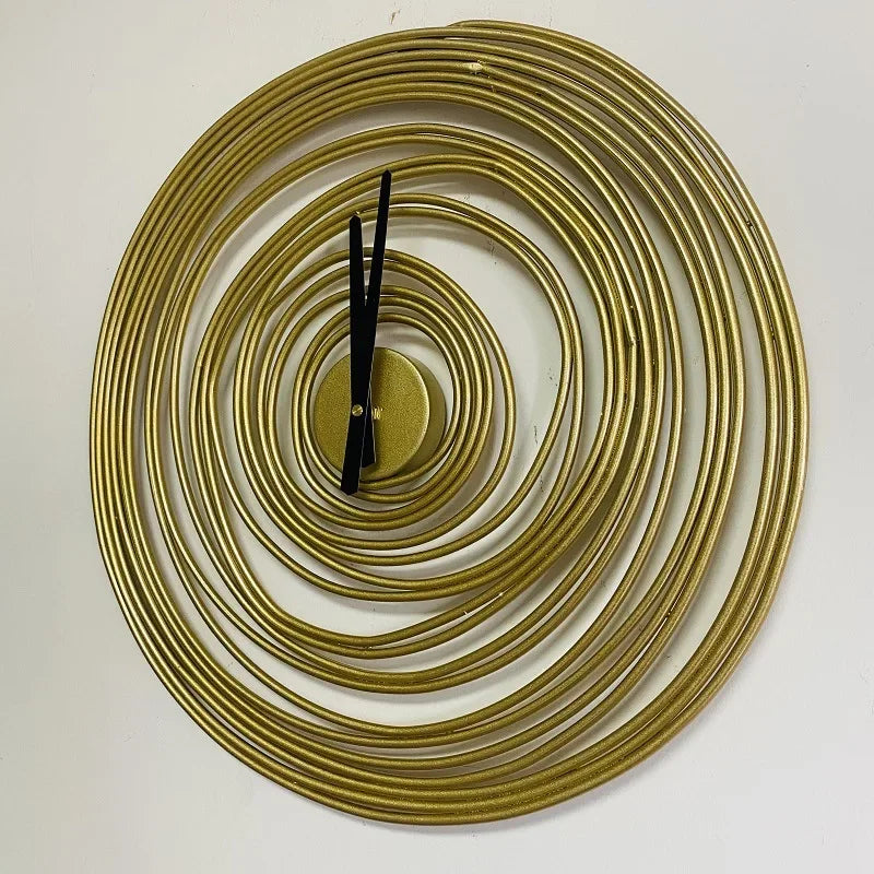 Orbix Spiral Wall Clock – Mid Century Modern Gold Metal Large Decorative Living Room Bedroom