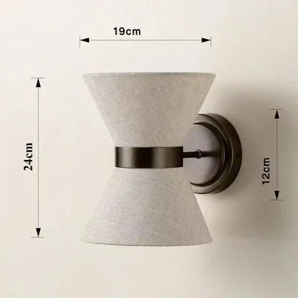 Vesaro Hourglass Wall Sconce – Modern Linen Fabric Shade Bedroom Living Room Decorative Lighting Fixture