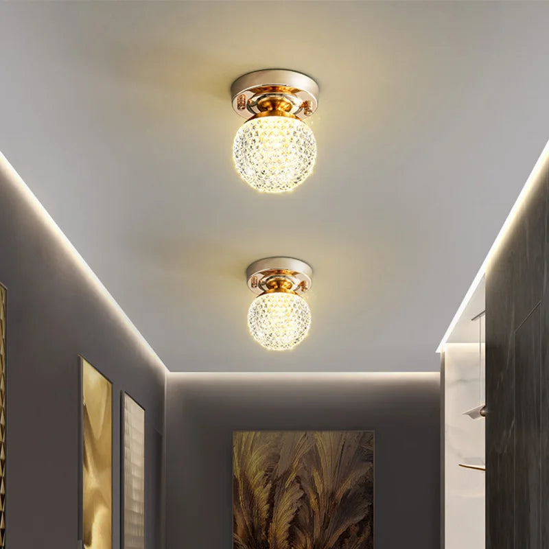 Orlena Crystal Flush Mount Ceiling Light – Modern Gold LED Hallway Entryway Fixture