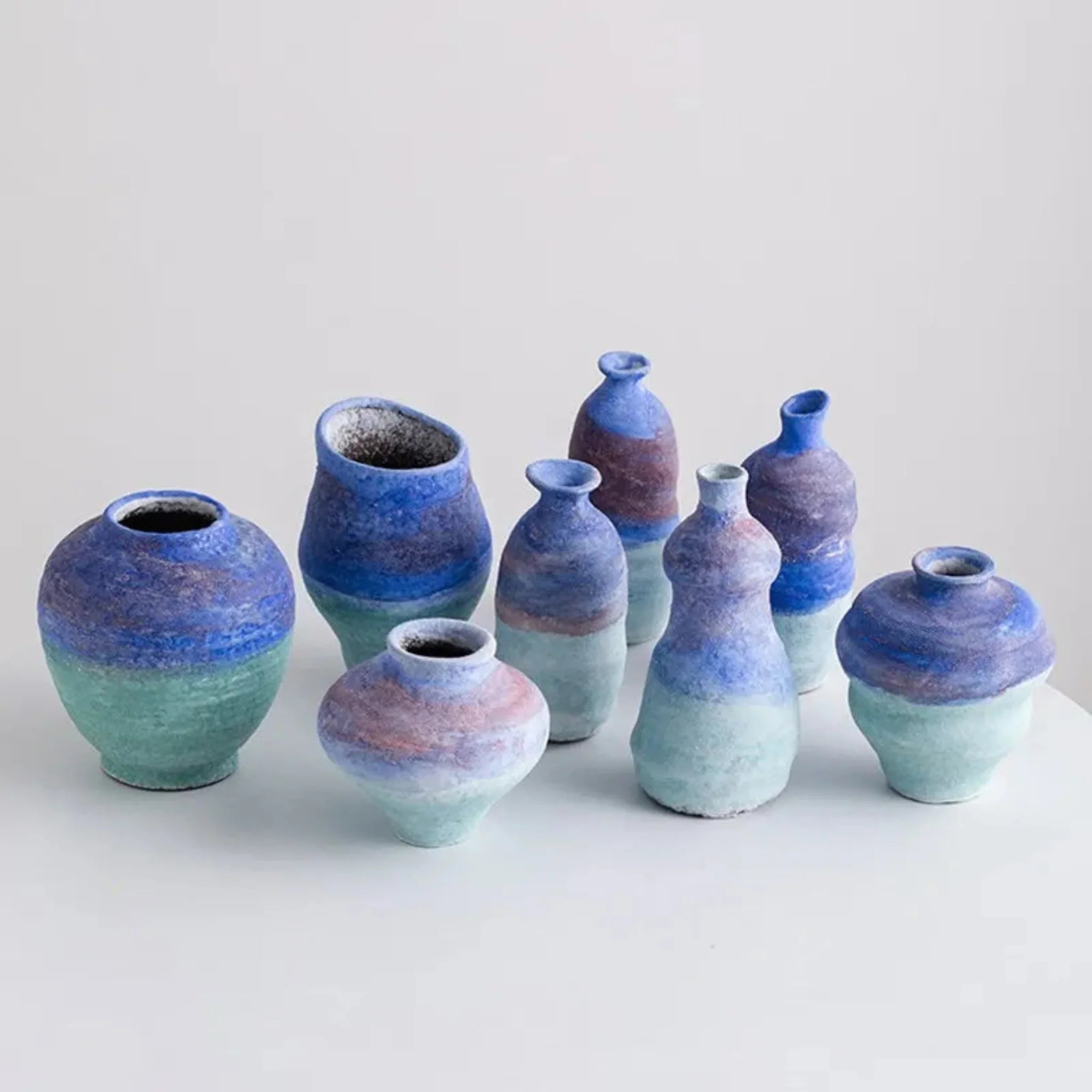 Caelis Ceramic Vase – Decorative Home Decor Blue Ombre Handmade Pottery Flower Vase Living Room Bedroom Table