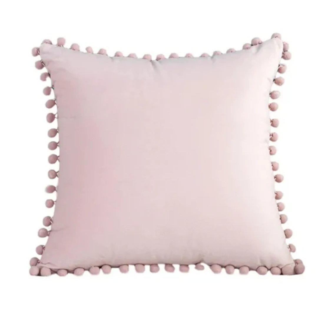 Bellamy Pom Pom Pillow Covers – Decorative Throw Cushion Cover Set White Cotton Linen Living Room Bedroom