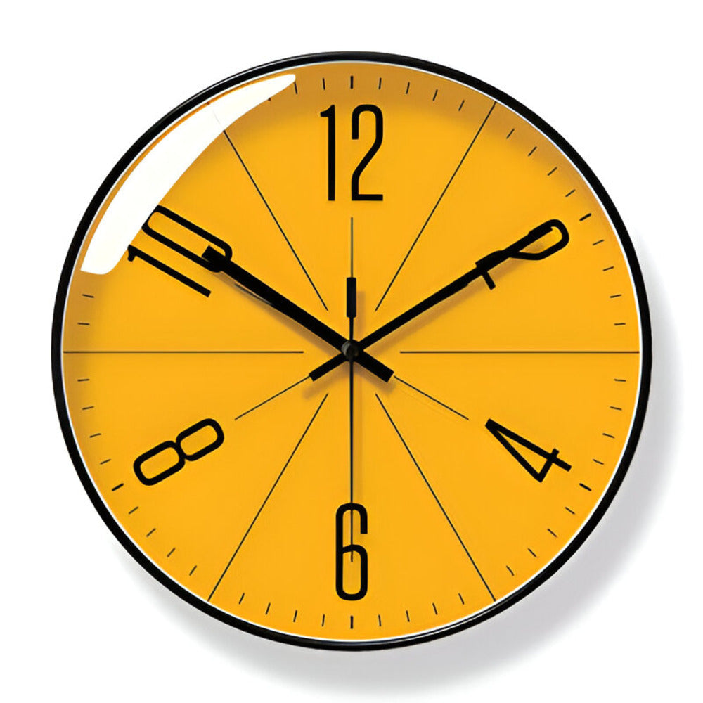 Solari Burst Wall Clock – Modern Silent Non-Ticking Yellow Round Decorative Living Room Bedroom Office