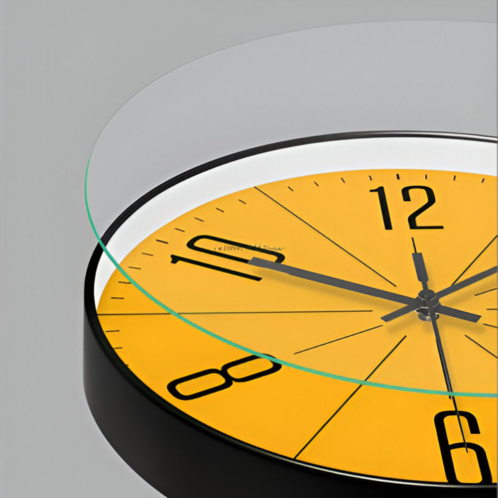 Solari Burst Wall Clock – Modern Silent Non-Ticking Yellow Round Decorative Living Room Bedroom Office