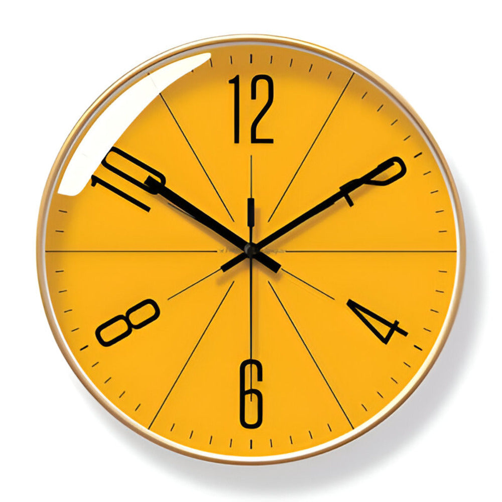 Solari Burst Wall Clock – Modern Silent Non-Ticking Yellow Round Decorative Living Room Bedroom Office