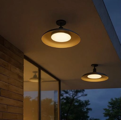 Industrial LED Outdoor Ceiling Light – Weatherproof Porch and Patio Fixture