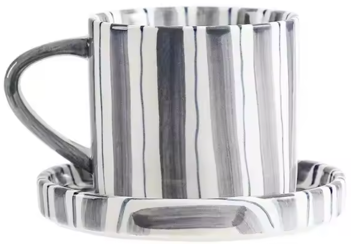 Amoré Ceramic Coffee Mug Set – Handpainted Heart Polka Dot Novelty Cup Large Handle Kitchen Dining