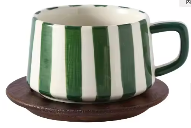 Amoré Ceramic Coffee Mug Set – Handpainted Heart Polka Dot Novelty Cup Large Handle Kitchen Dining