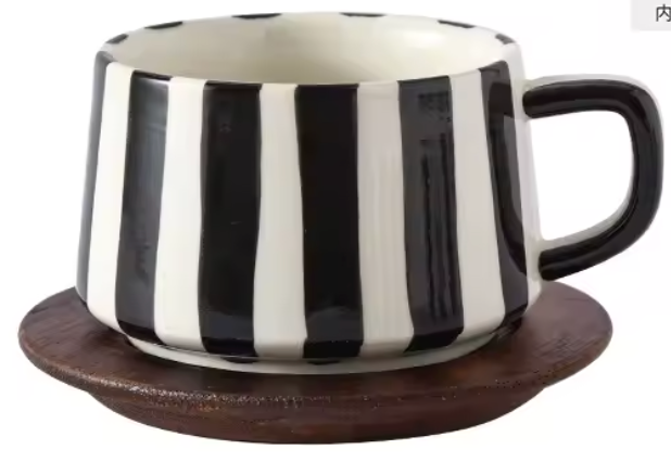 Amoré Ceramic Coffee Mug Set – Handpainted Heart Polka Dot Novelty Cup Large Handle Kitchen Dining