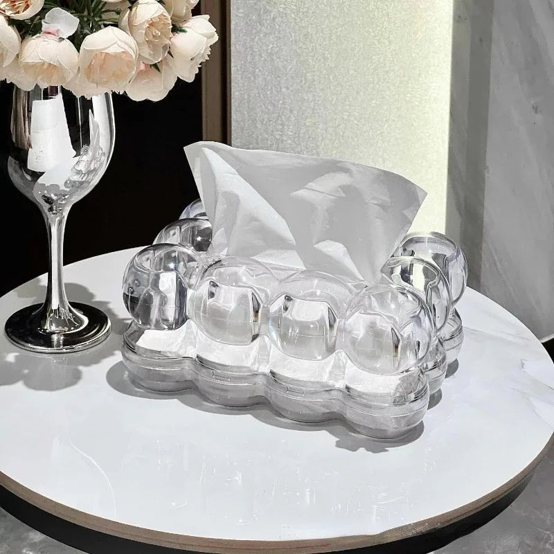 Cellara Bubble Tissue Box Cover – Clear Acrylic Decorative Holder Bathroom Bedroom Vanity Organizer