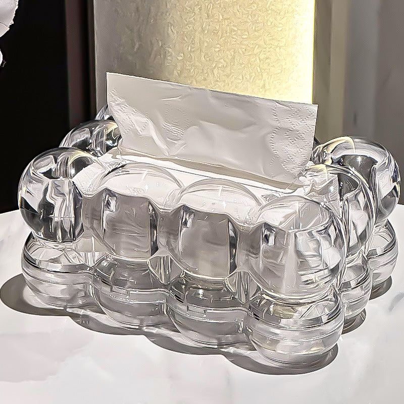 Cellara Bubble Tissue Box Cover – Clear Acrylic Decorative Holder Bathroom Bedroom Vanity Organizer