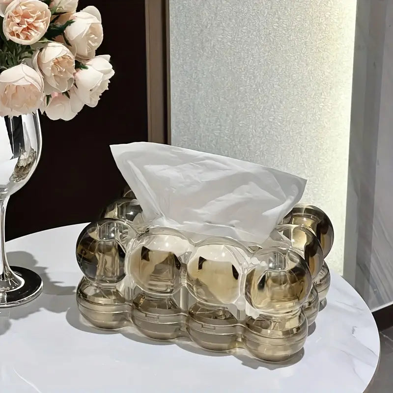 Cellara Bubble Tissue Box Cover – Clear Acrylic Decorative Holder Bathroom Bedroom Vanity Organizer