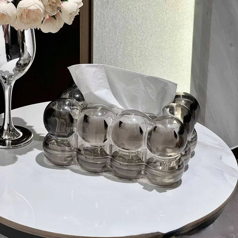 Cellara Bubble Tissue Box Cover – Clear Acrylic Decorative Holder Bathroom Bedroom Vanity Organizer