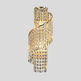 Seraphina Spiral Crystal Wall Lamp – Modern LED Gold Crystal Wall Lighting Fixture