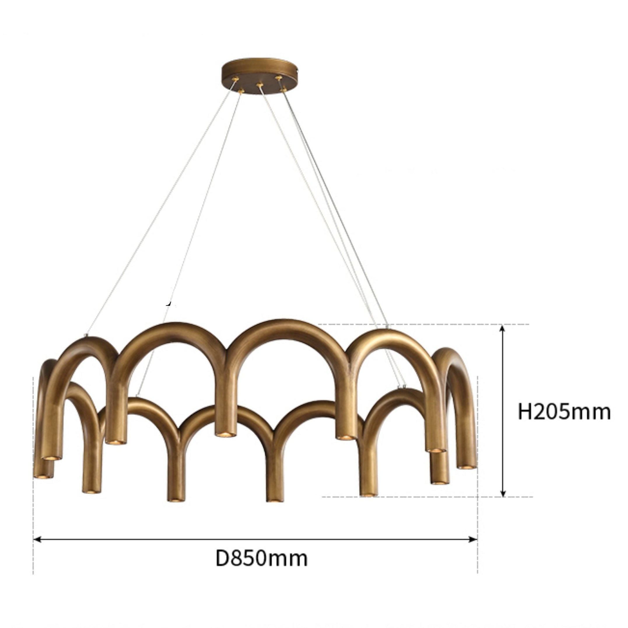 Arcova Arch Chandelier – Modern Gold Pendant Light Dining Room Kitchen Island Ceiling Fixture Brass