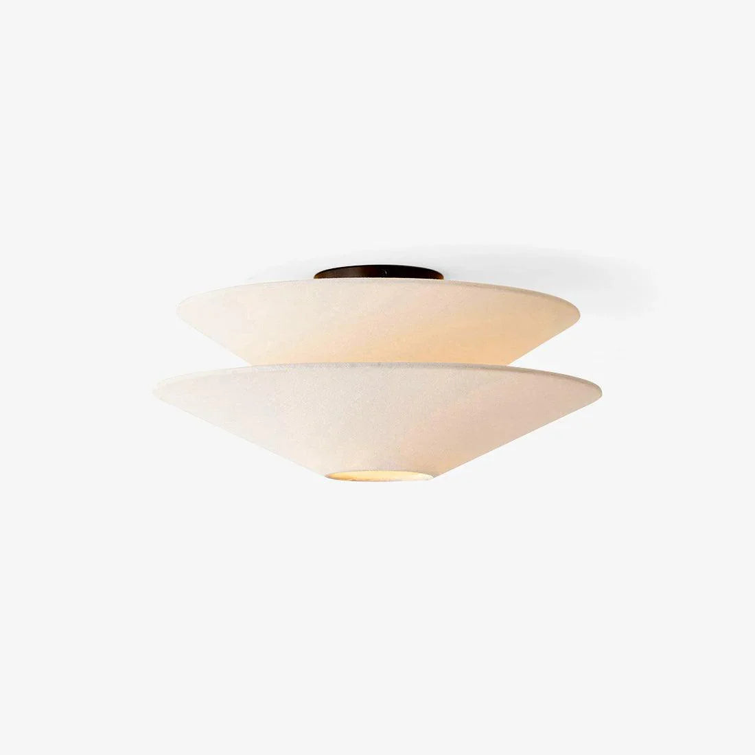 Dual Cone Flush Mount Ceiling Light – Fabric Layered Modern Fixture