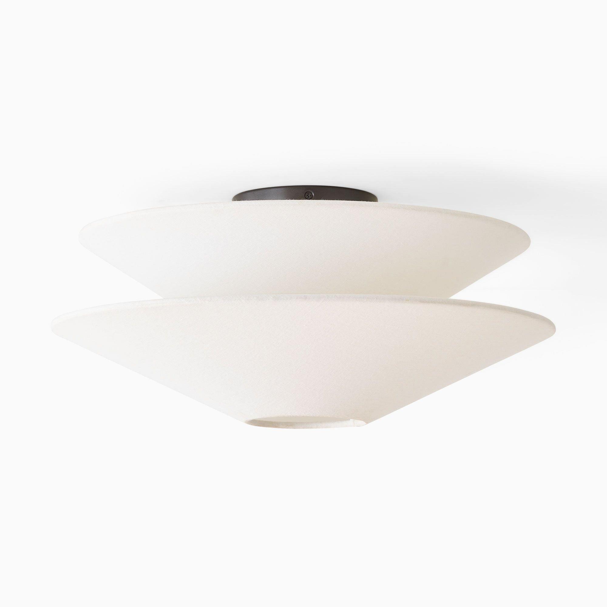 Dual Cone Flush Mount Ceiling Light – Fabric Layered Modern Fixture