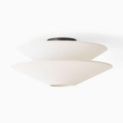 Dual Cone Flush Mount Ceiling Light – Fabric Layered Modern Fixture