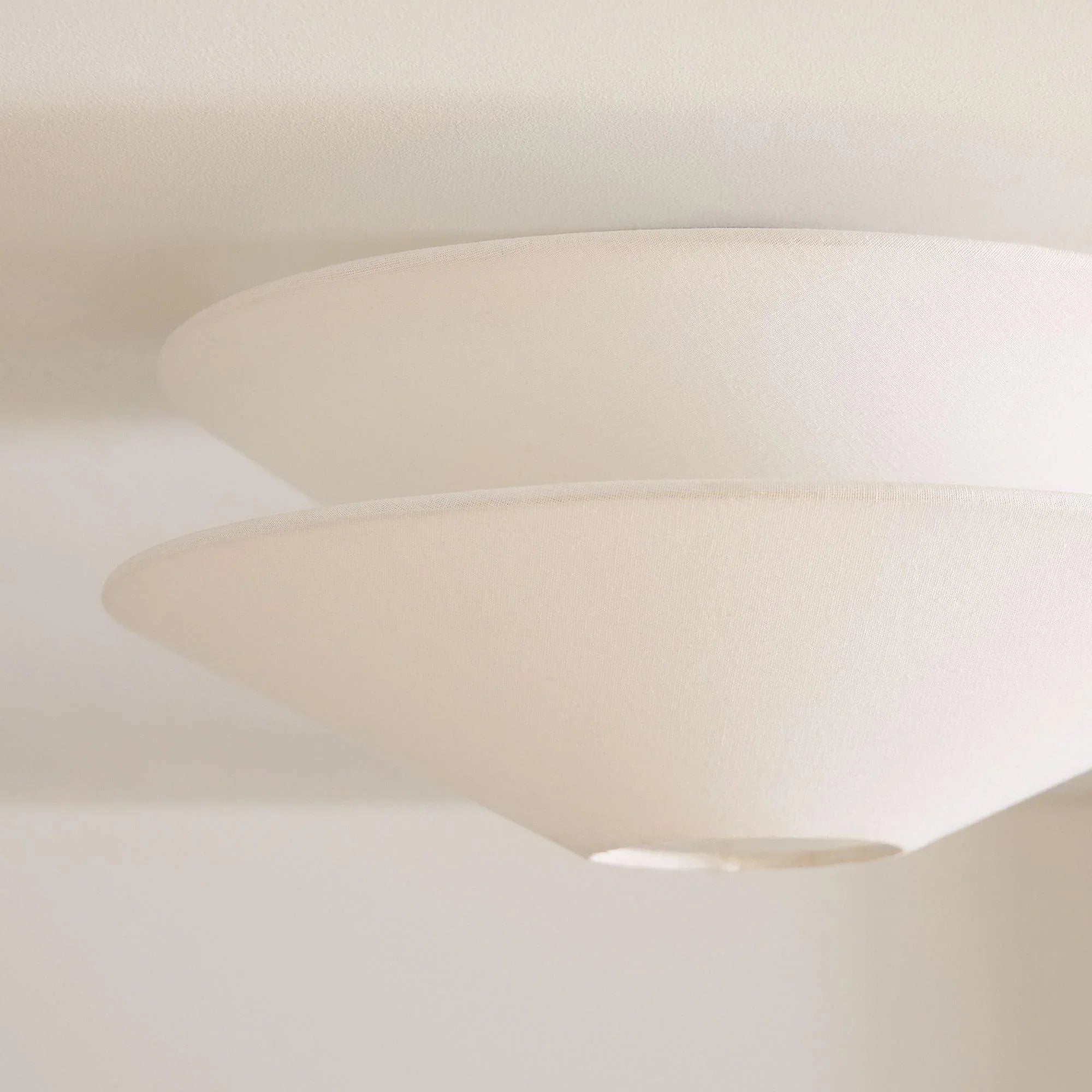 Dual Cone Flush Mount Ceiling Light – Fabric Layered Modern Fixture