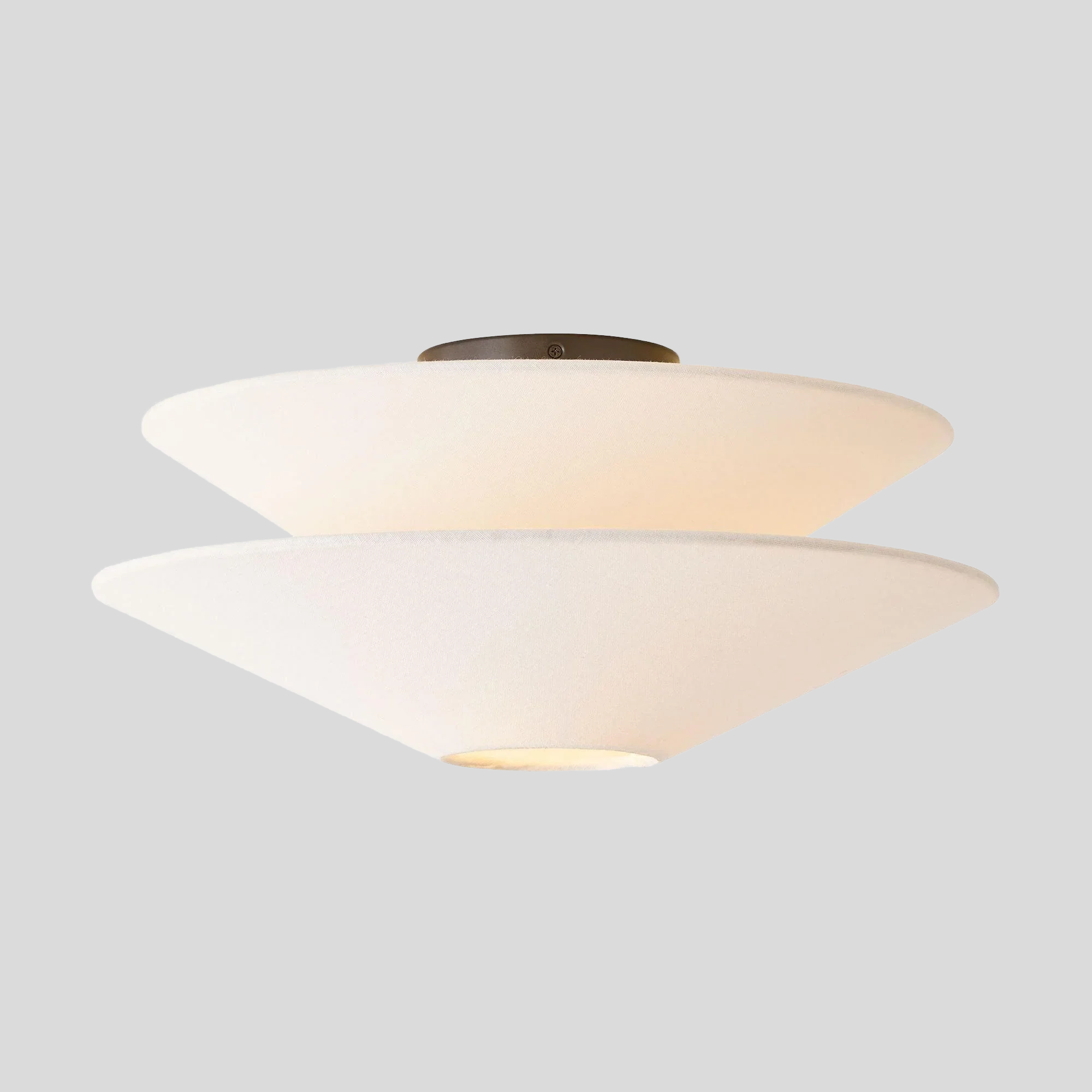Dual Cone Flush Mount Ceiling Light – Fabric Layered Modern Fixture