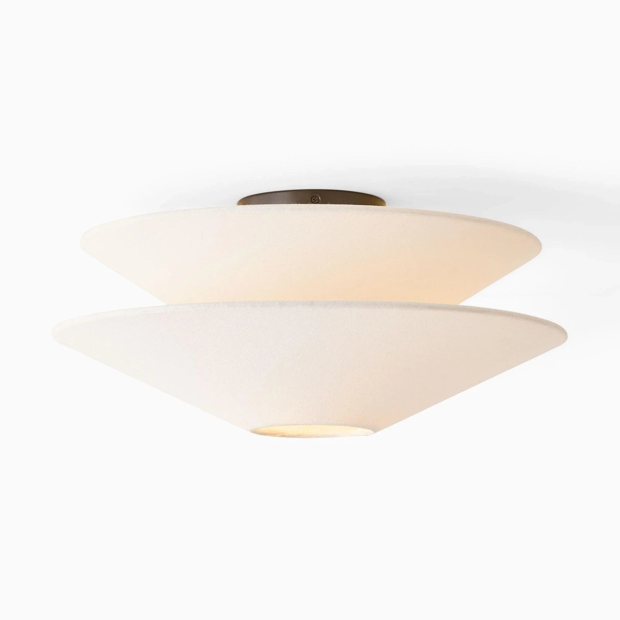Dual Cone Flush Mount Ceiling Light – Fabric Layered Modern Fixture