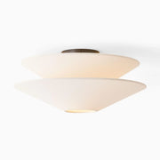 Dual Cone Flush Mount Ceiling Light – Fabric Layered Modern Fixture