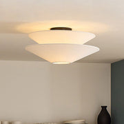 Dual Cone Flush Mount Ceiling Light – Fabric Layered Modern Fixture