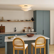 Dual Cone Flush Mount Ceiling Light – Fabric Layered Modern Fixture