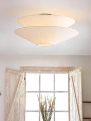 Dual Cone Flush Mount Ceiling Light – Fabric Layered Modern Fixture