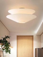 Dual Cone Flush Mount Ceiling Light – Fabric Layered Modern Fixture
