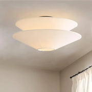 Dual Cone Flush Mount Ceiling Light – Fabric Layered Modern Fixture